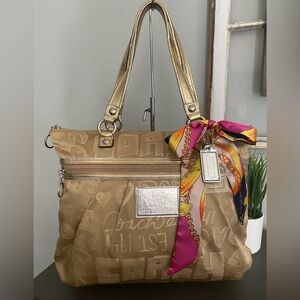 Coach Poppy Story Patch Glam Glamour Tote Shoulder Bag 15301